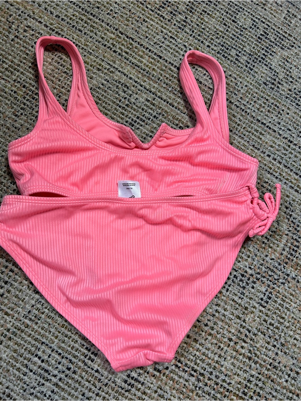 art class Coral Pink Ribbed Crop Bikini Set - Picture 2 of 5